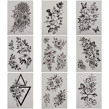 Gorgecraft 9Pcs 9 Style Waterproof Cool Sexy Body Art Removable Temporary Tattoos Paper Stickers STIC-GF0001-14