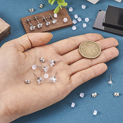 40Pcs 5 Size Crystal Rhinestone Tiny Star Stud Earrings EJEW-TA0001-13-1