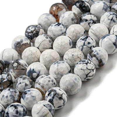 Faceted Natural Fire Crackle Agate Beads Strands G-F447-12mm-J02-1