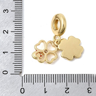Brass Micro Pave Cubic Zirconia European Dangle Charms KK-Z150-06G-02-1