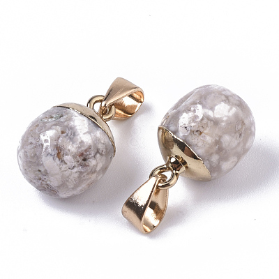 Top Golden Plated Natural Cherry Blossom Agate Pendants G-T131-03M-1