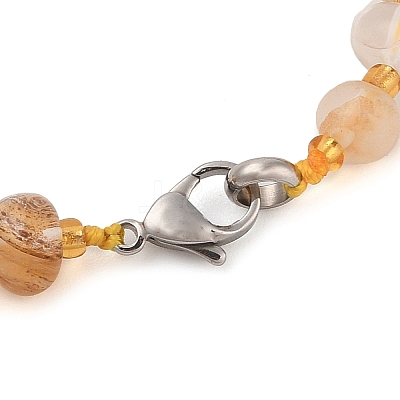 Natural Yellow Hematoid Quartz Chip Beads Bracelets & Necklaces Sets SJEW-P004-01P-05-1