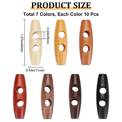 70pcs 7 style Natural Wood Buttons DIY-GF0006-67-1