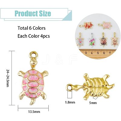 24Pcs 6 Colors Alloy Enamel Pendants FIND-FH0005-69-1