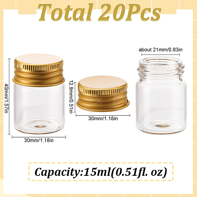 20Pcs Clear Glass Bottles Bead Containers CON-SC0001-11G-01-1