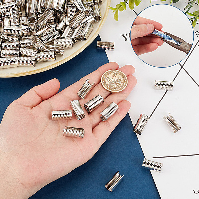 200Pcs Iron Folding Crimp Ends IFIN-GA0001-50B-1