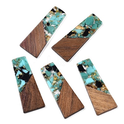 Opaque Resin & Walnut Wood Pendants RESI-T058-04K-1