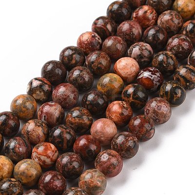 Natural Leopard Skin Jasper Beads Strands G-J358-05-8mm-1