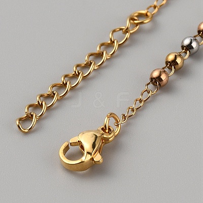 304 Stainless Steel Jesus & Cross Link Bracelet with 201 Stainless Steel Beaded Chains LS-BJEW-WH0012-20A-1