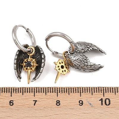 316 Surgical Stainless Wing Hoop Earrings EJEW-C160-12AS-02-1