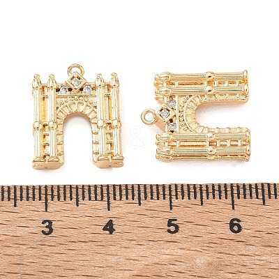 Brass Micro Pave Clear Cubic Zirconia Pendants KK-K351-71G-1