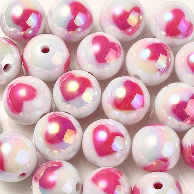 UV Plating Rainbow Iridescent Acrylic Beads X1-OACR-F004-09E-1