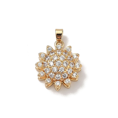 Brass Micro Pave Clear Cubic Zirconia Pendants KK-B138-03G-1