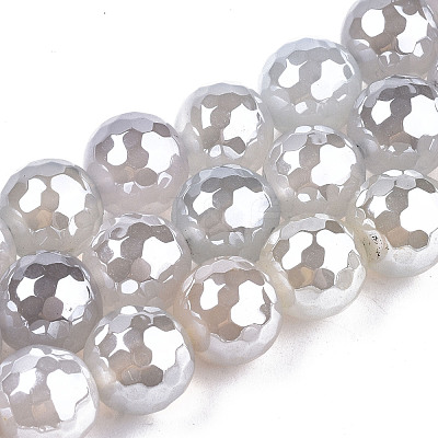Electroplate Natural Agate Beads Strands G-T131-55-28-1