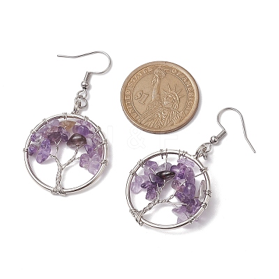 Natural Mixed Stone & Brass Dangle Earring EJEW-JE05981-1