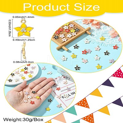 30Pcs 6 Colors Flower Alloy Enamel Pendants ENAM-CJ0006-21-1