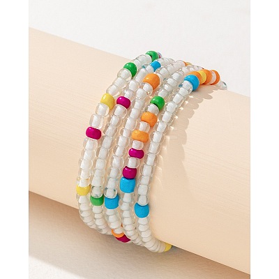 Bohemian Glass Beaded Stretch Bracelet Sets QN1212-3-1