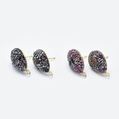 Natural Tourmaline Stud Earring Findings RB-L031-27-1