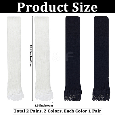 2 Pairs 2 Colors Acrylic Fibers Long Mesh Lace Gloves AJEW-CN0006-66-1