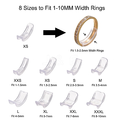 8Pcs 8 Sizes Plastic Invisible Ring Size Adjuster X-TOOL-H005-01-1