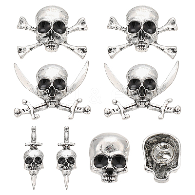 8Pcs 4 Styles Halloween Alloy Lapel Pin Backs for Backpack Clothes JEWB-NB0001-33-1