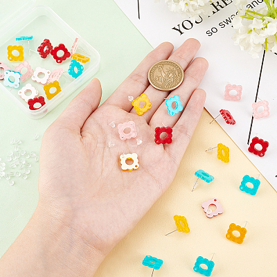 32Pcs 4 Color Acrylic Stud Earring Finding FIND-PH0005-46-1