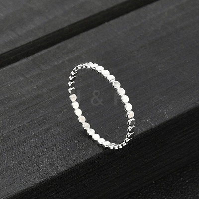 925 Sterling Silver Flat Beaded Finger Rings for Women RJEW-NH0002-01C-S-1