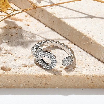 Brass Micro Pave Clear Cubic Zirconia Cuff Rings RJEW-U037-01P-1