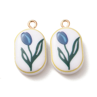 Printed Alloy with Acrylic Pendants AL-CBAE25B-04A-G-1