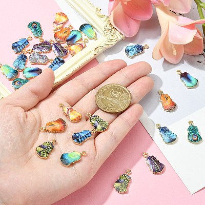 30Pcs 10 Styles Rack Plating Alloy Pendants ENAM-CJ0004-71-1
