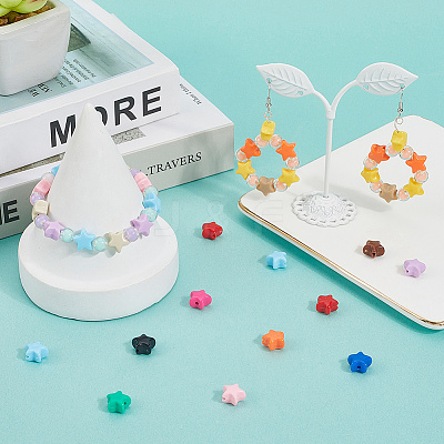 140Pcs 14 Colors Luminous Opaque Acrylic Beads SACR-SC0001-50-1
