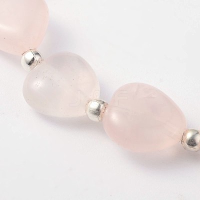 Heart Rose Quartz Stretch Bracelets X-BJEW-JB02066-03-1