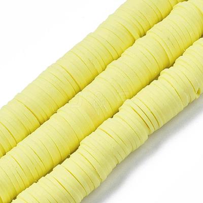 Flat Round Handmade Polymer Clay Beads CLAY-R067-12mm-23-1