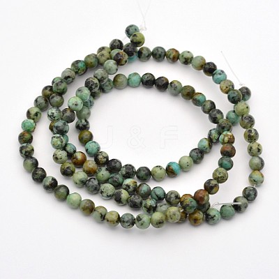 Natural African Turquoise(Jasper) Round Beads Strands G-D665-4mm-1