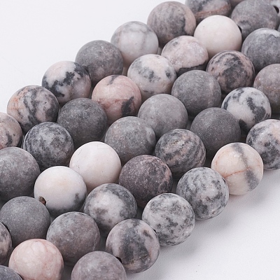Natural Pink Zebra Jasper Beads Strands G-J376-46F-10mm-1