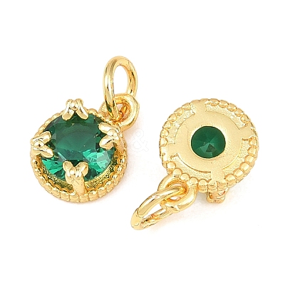 Brass Pave Cubic Zirconia Charms KK-K340-52G-02-1