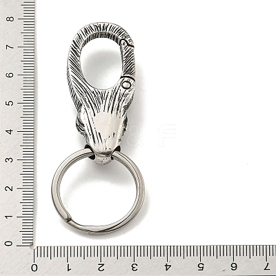 Tibetan Style 316 Surgical Stainless Steel Fittings with 304 Stainless Steel Key Ring FIND-Q101-04AS-1