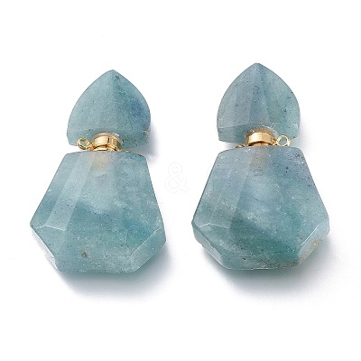 Faceted Natural Green Quartz Openable Perfume Bottle Pendants G-M357-01B-G-01-1