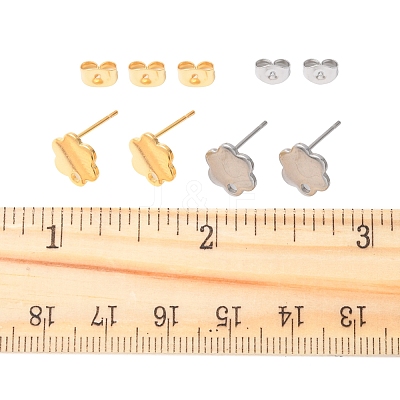 16Pcs 2 Colors 201 Stainless Steel Stud Earring Findings with Hole EJEW-FS0001-20-1