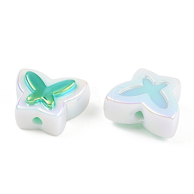 UV Plated Rainbow Acrylic Beads X-PACR-N015-02-1