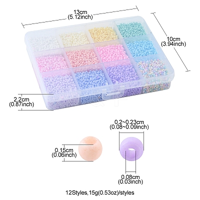 180G 12 Colors 13/0 Glass Seed Beads SEED-YW0002-10-1