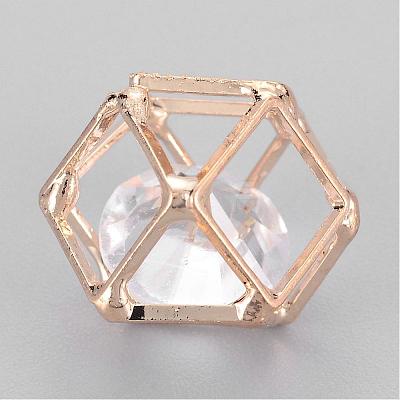 Brass Hollow Polygon Beads X-KK-M092-D-KCG-1