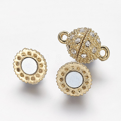 Alloy Rhinestone Magnetic Clasps with Loops X-RB-H116-2-G-1
