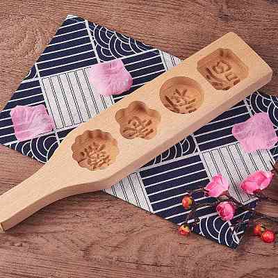 Star & & Flower & Flat Round & Square Wooden Press Mooncake Molds BAKE-SZ0001-06-1