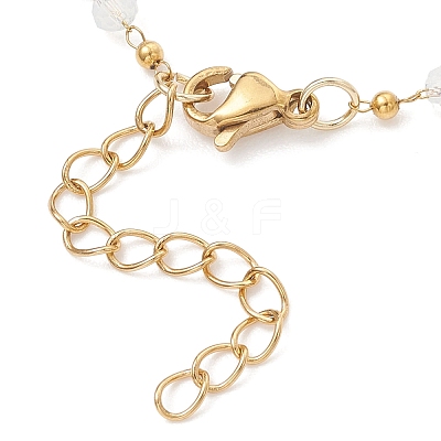 Handmade 304 Stainless Steel and Faceted Rondelle Glass Beaded Chain Bracelet Making AJEW-JB01476-02-1