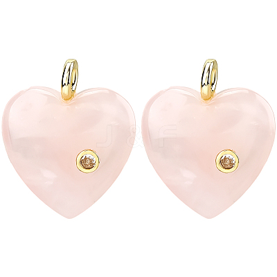 2Pcs Natural Rose Quartz Pendants G-FH0002-76B-1