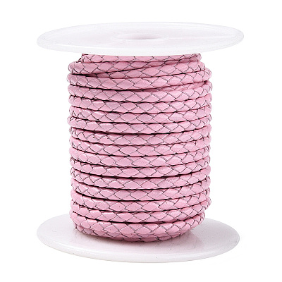 Braided Cowhide Leather Cord NWIR-N005-01Q-4mm-1
