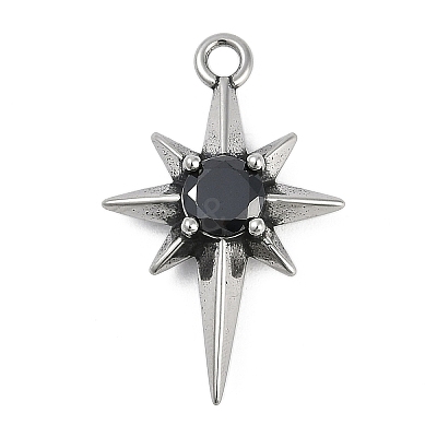 316 Surgical Stainless Steel Micro Pave Cubic Zirconia Pendants LS-STAS-G349-01AS-01-1