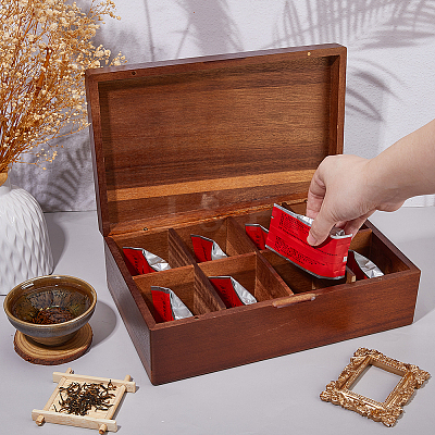 8 Grids Wooden drawer-Style Storage Boxes for Tea Bag CON-WH0088-48B-1