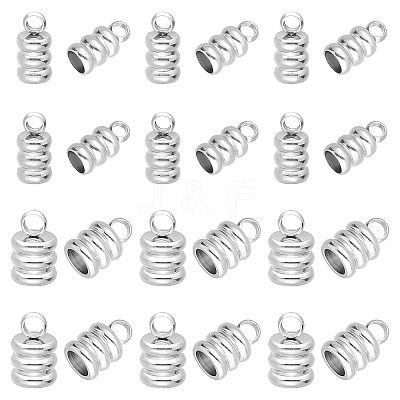 80Pcs 2 Size 201 Stainless Steel Cord Ends STAS-DC0010-93-1